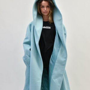 Hooded Long Wool CoatWinter Cape CoatCashmere Wool Coat Long Sleeve Trench Coat